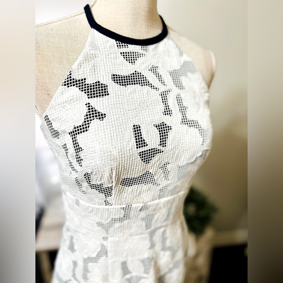 NWT Katherine Kelly “Mackenzie Dress” Ivory/Navy Exquisite Stitched Overlay Sz 2 - Picture 2 of 15